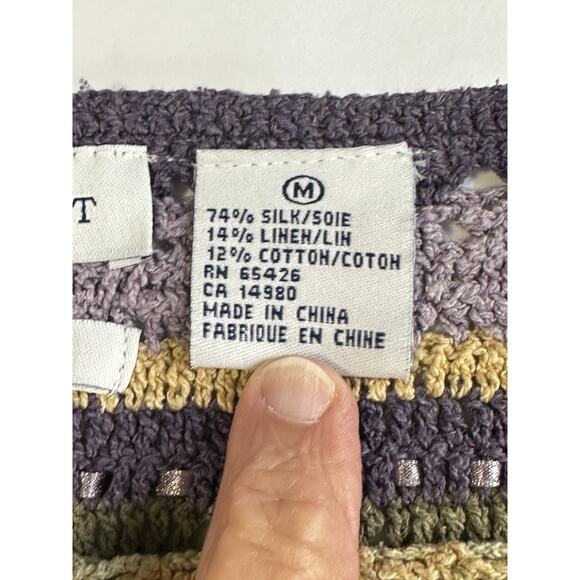 Robert Scott Women’s Sz M Hand Knitted Sweater Lavender Silk Linen Cotton Blend - Picture 10 of 13